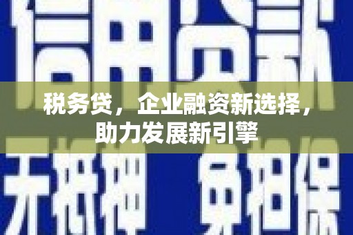 枣庄税务贷，企业融资新选择，助力发展新引擎