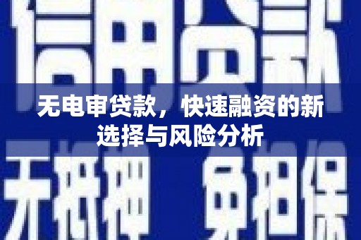 枣庄无电审贷款，快速融资的新选择与风险分析